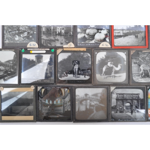 364 - A large collection of vintage 20th century (possibly earlier) magic lantern slides. To include colou... 