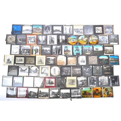 371 - A collection of 19th century and later magic lantern slides. To include colour and black and white e... 