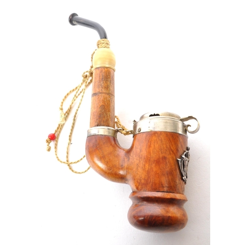 372 - A vintage mid 20th century Czechoslovakian bruyere wooden smoking pipe. The pipe having a bruyere (T... 