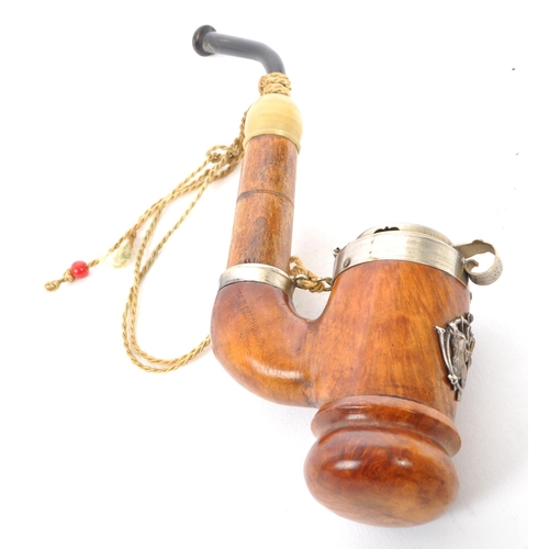 372 - A vintage mid 20th century Czechoslovakian bruyere wooden smoking pipe. The pipe having a bruyere (T... 