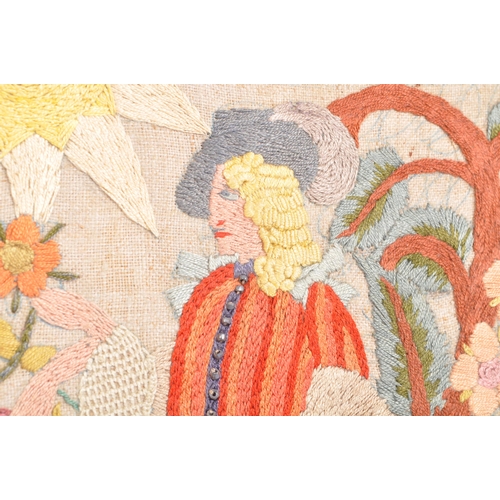 393 - A Victorian 19th century needlework social themed sampler. The sampler reciting a youthful dancing c... 