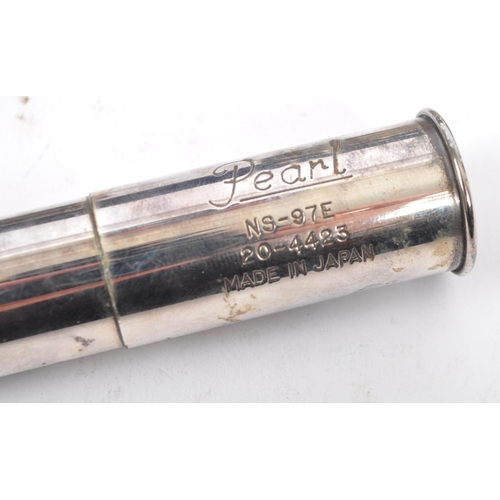 401 - A late 20th century circa. 1980s Pearl NS-97E 925 sterling silver flute. The musical instrument wood... 