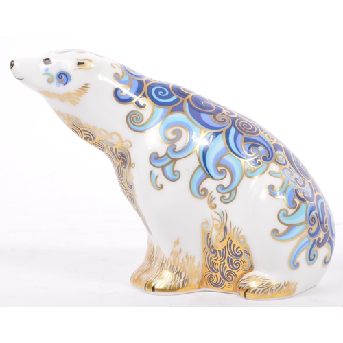 41 - Royal Crown Derby - Two contemporary porcelain china paperweights in the form of Polar Bears with gi... 