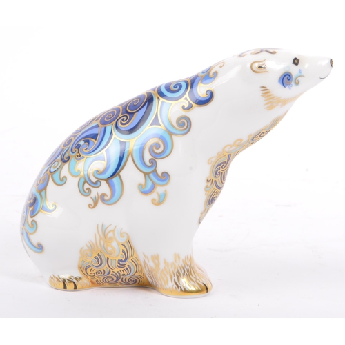 41 - Royal Crown Derby - Two contemporary porcelain china paperweights in the form of Polar Bears with gi... 