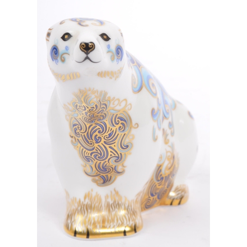 41 - Royal Crown Derby - Two contemporary porcelain china paperweights in the form of Polar Bears with gi... 