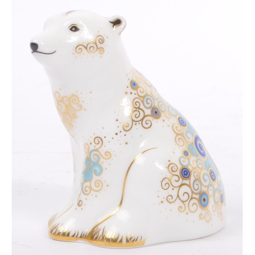 41 - Royal Crown Derby - Two contemporary porcelain china paperweights in the form of Polar Bears with gi... 