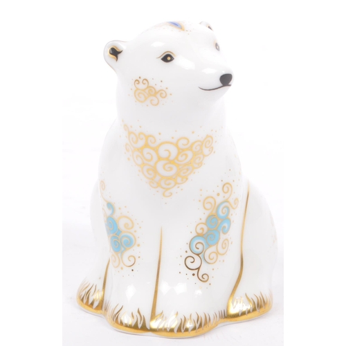 41 - Royal Crown Derby - Two contemporary porcelain china paperweights in the form of Polar Bears with gi... 