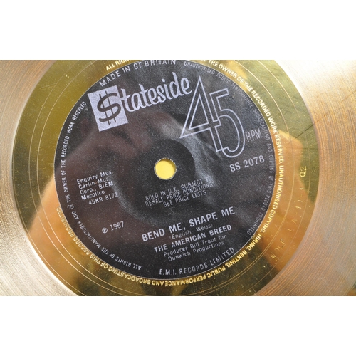 411 - The American Breed - Bend Me, Shape Me - framed commemorative 45 RPM '24 Carat Gold Coated' disc. 'E... 