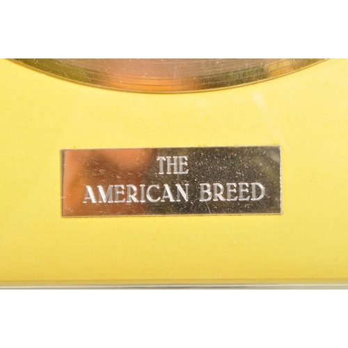 411 - The American Breed - Bend Me, Shape Me - framed commemorative 45 RPM '24 Carat Gold Coated' disc. 'E... 