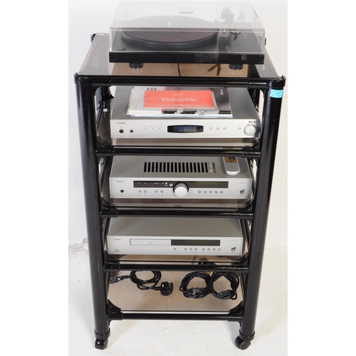 422 - A later 20th century Arcam - Pure music Hi-Fi stacking system. Comprising of a turntable by Project,... 