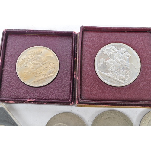 442 - Three 1951 silver Festival of Britain crown coins in original cases (Total weight 85.5g). Along with... 