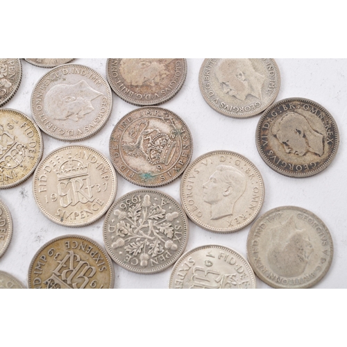 466 - A collection of approximately seventy five early 20th century George V and George VI pre 1947 sixpen... 