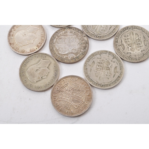 471 - A collection of five George V and three George VI circulated silver half crown coins. The lot to inc... 