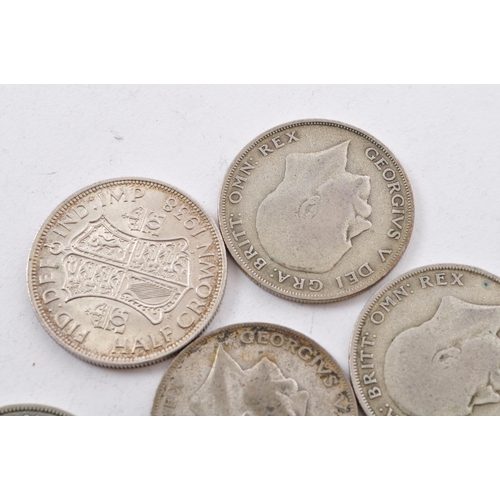 471 - A collection of five George V and three George VI circulated silver half crown coins. The lot to inc... 