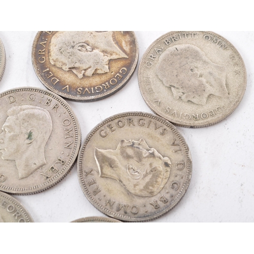 472 - A collection of five George V and three George VI circulated silver half crown coins. The lot to inc... 