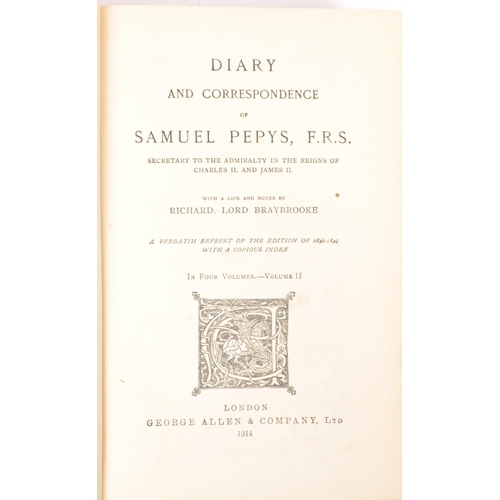 479 - Diary of Samuel Pepys - Lord Braybrooke - Volumes I - IV. Published by George Allen & Unwin ltd date... 