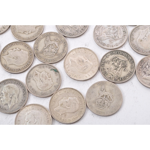 480 - A collection of approximately thirty early 20th century (pre 1947) .500 silver George V and George V... 