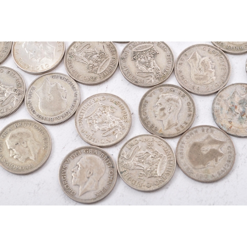 481 - A collection of approximately thirty early 20th century (pre 1947) .500 silver George V and George V... 