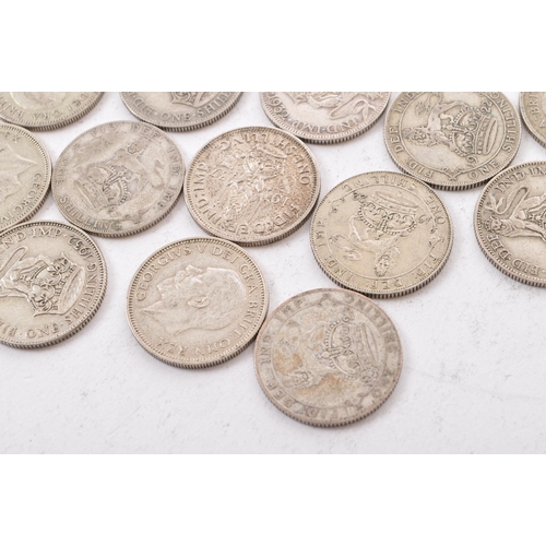 482 - A collection of approximately twenty seven early 20th century (pre 1947) .500 silver George V and Ge... 