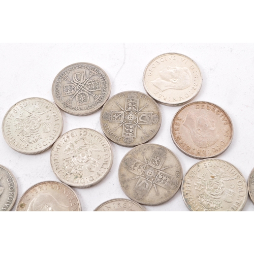 483 - A collection of approximately twenty one early 20th century (pre 1947) .500 silver George V and Geor... 