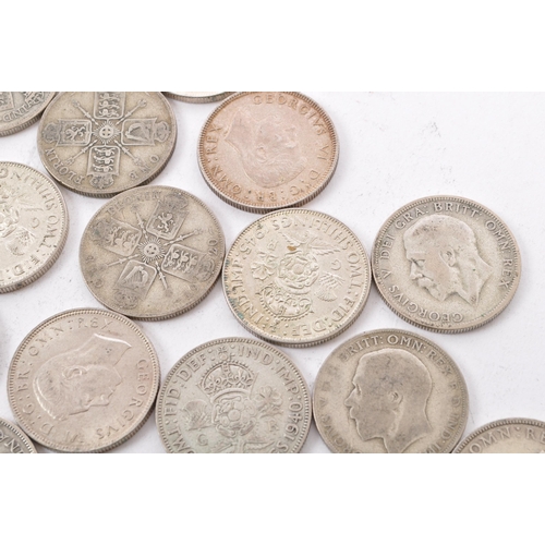 483 - A collection of approximately twenty one early 20th century (pre 1947) .500 silver George V and Geor... 