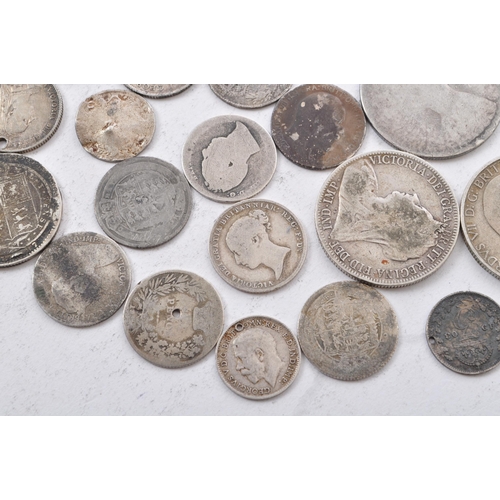 485 - A collection of United Kingdom 19th and 20th century pre 1920 silver sixpence and florin / two shill... 