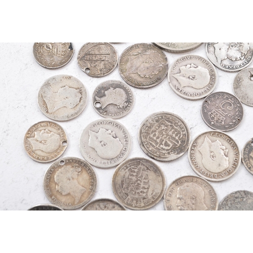 485 - A collection of United Kingdom 19th and 20th century pre 1920 silver sixpence and florin / two shill... 