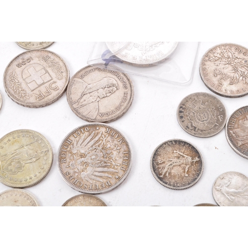 486 - A collection of 19th and 20th century European, French, German, Swiss, and Belgian currency / silver... 