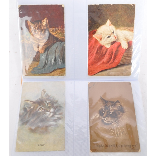 495 - Cats and kittens on early to mid-20th century postcards (mostly Edwardian to George 5th) Collection ... 