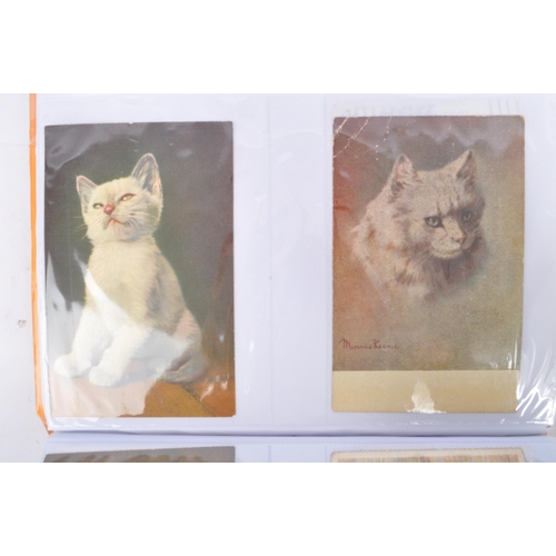 495 - Cats and kittens on early to mid-20th century postcards (mostly Edwardian to George 5th) Collection ... 