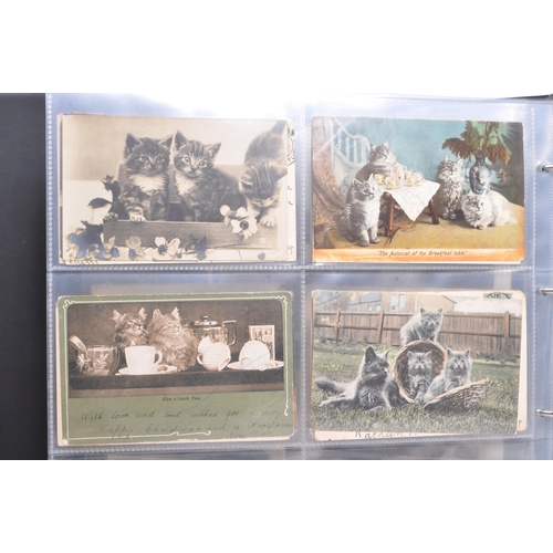 495 - Cats and kittens on early to mid-20th century postcards (mostly Edwardian to George 5th) Collection ... 