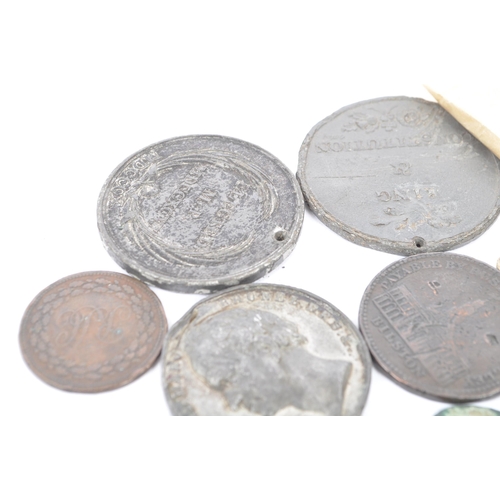 527 - A Collection of 19th Century UK and Foreign Commemorative coins, tokens, medals and mementos. To inc... 