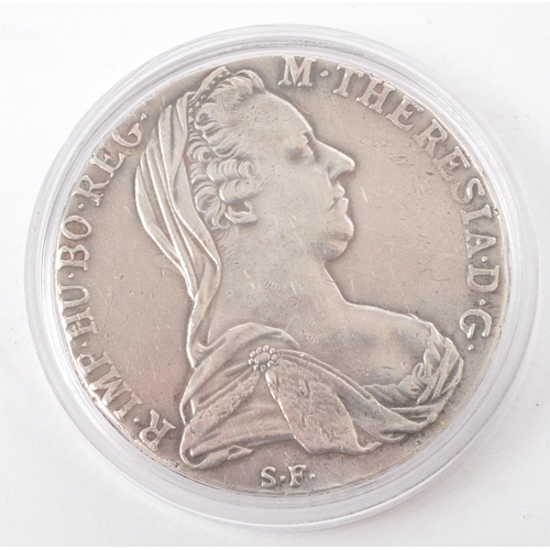 530 - SILVER THALER - A 1780 Maria Theresa Thaler Silver Coin. Marked BURG CO TYR 1780 X Archid Avst Dux. ... 