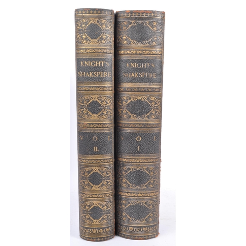 535 - Pair of large Circa. 1875 Shakespeare / Shakspere Vol I & II leather bound volumes / books by Charle... 