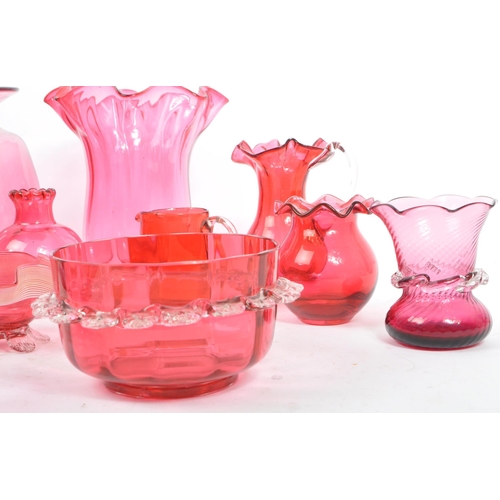 69 - A collection of fifteen 19th & 20th century cranberry glass pieces. To include hand made / cut lead ... 