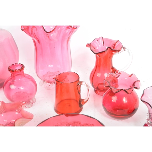 69 - A collection of fifteen 19th & 20th century cranberry glass pieces. To include hand made / cut lead ... 