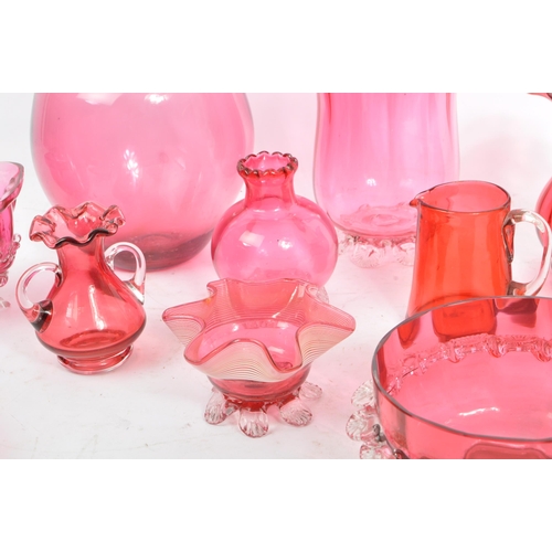 69 - A collection of fifteen 19th & 20th century cranberry glass pieces. To include hand made / cut lead ... 