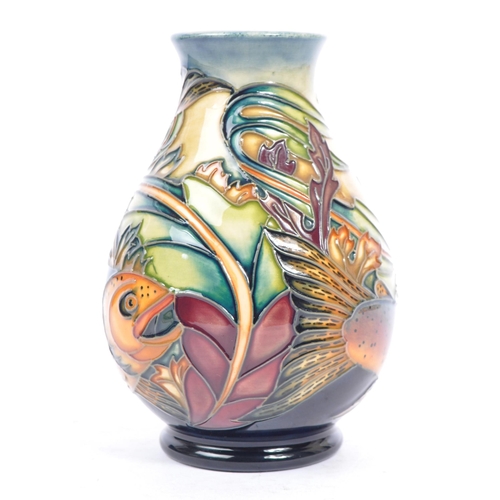 75 - Moorcroft Pottery - A contemporary late 20th century ceramic hand painted Moorcroft vase. A 'Trout' ... 