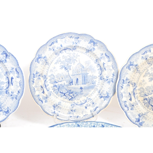 90 - A collection of 19th century Thomas & Benjamin Godwin blue and white ceramic plates. Seven in number... 