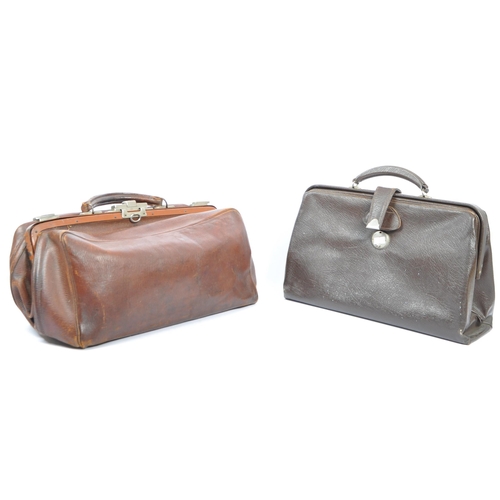 229 - A collection of three vintage 20th century circa 1940s leather Gladstone medical bags. Comprising of... 