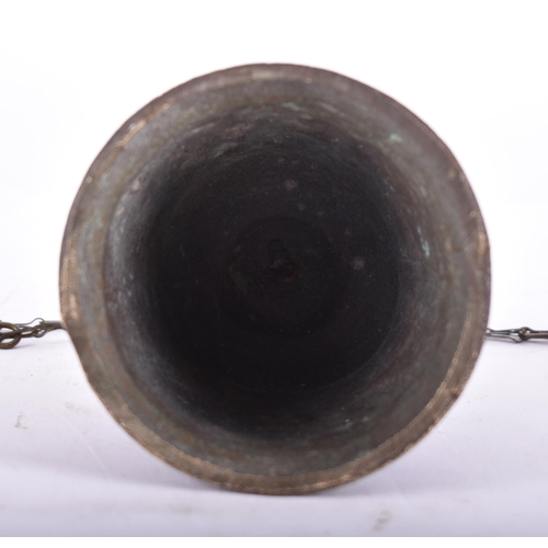 304 - A 19th century heavy brass ecclesiastical bell/church bell/knocker with chain, the bell is decorated... 