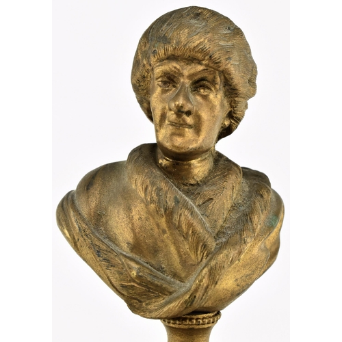 103 - A 19th century French bronze portrait bust of philosopher Jean Jacques Rousseau (1712-1778). The bus... 