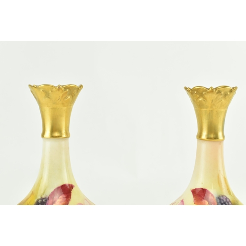 106 - Royal Worcester - K. Blake - A pair of 20th century c.1938 fine bone china hand painted gilt flared ... 