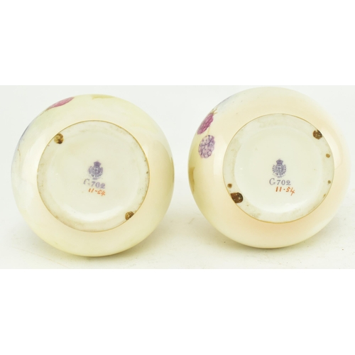 106 - Royal Worcester - K. Blake - A pair of 20th century c.1938 fine bone china hand painted gilt flared ... 