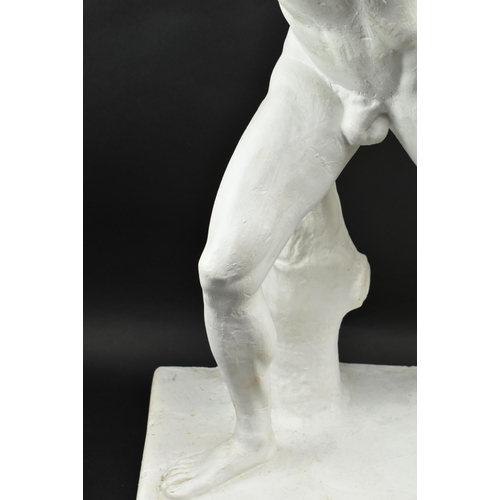 118 - A large contemporary plaster worked sculpture figure / statue of a Borghese gladiator / warrior. The... 