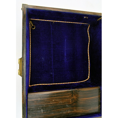 120 - A South Indian rosewood & gilded metal mounted jewellery / dowry box. The box of rectangular form wi... 