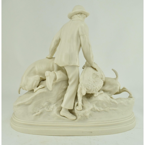 123 - Copeland China after Pierre-Jules Mêne - a late 19th century Parian ware hunting figure. The sculptu... 