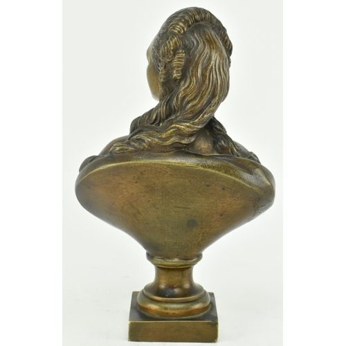 124 - A 19th century French bronze bust depicting a noble lady. The bust from shoulders up, and possibly a... 