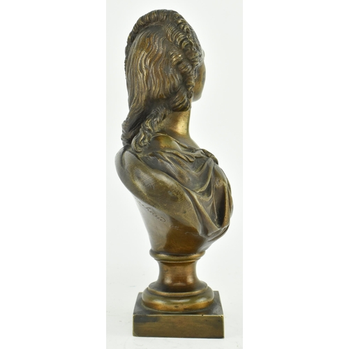 124 - A 19th century French bronze bust depicting a noble lady. The bust from shoulders up, and possibly a... 