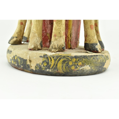 130 - A 19th century Indian hand painted temple offering incense stick burner. The burner featuring centra... 